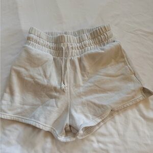Casual Women's Drawstring French Terry Shorts - White
